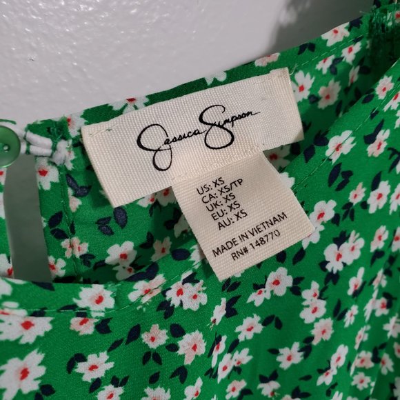 Jessica Simpson Women's Extra Small Green Floral Sleeveless Midi-Dress with Slip - Picture 2 of 10